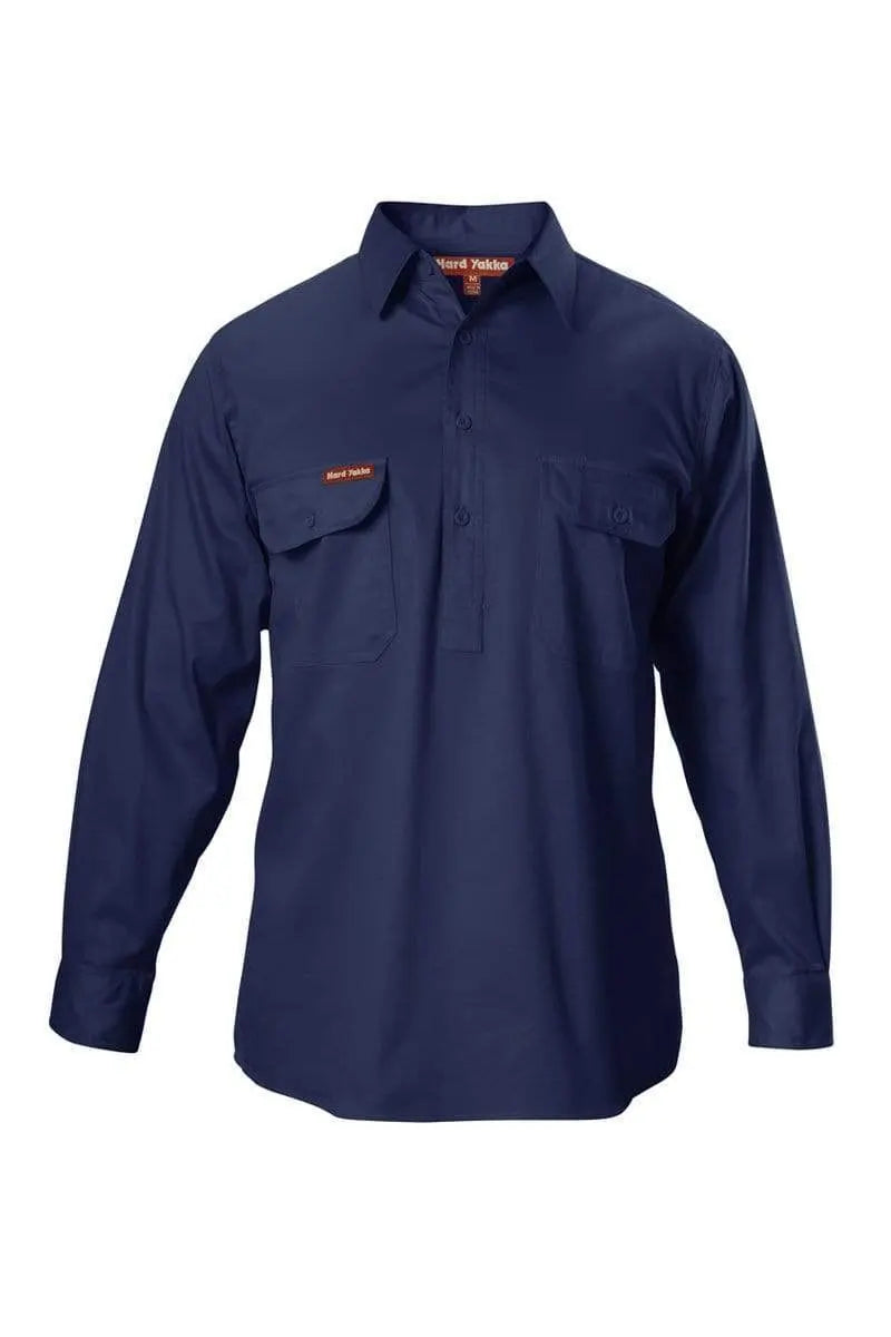 Hard Yakka Long Sleeve Cotton Drill Shirt Y07530 Work Wear Hard Yakka Navy (NAV) S
